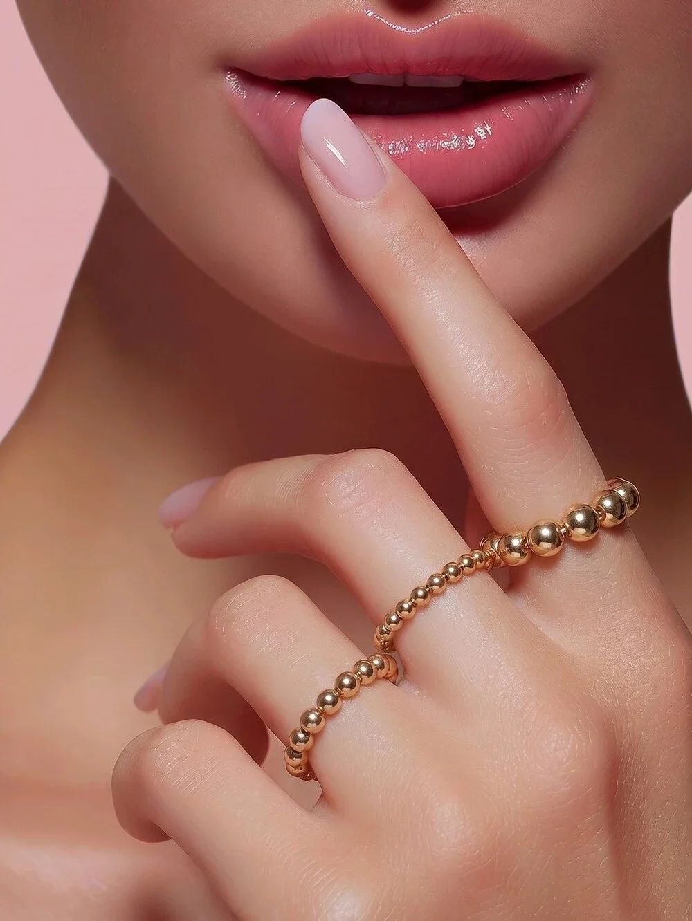 Gold Beaded Stretch Ring Stack – Set of 4 | Adjustable Ring Stacking Set